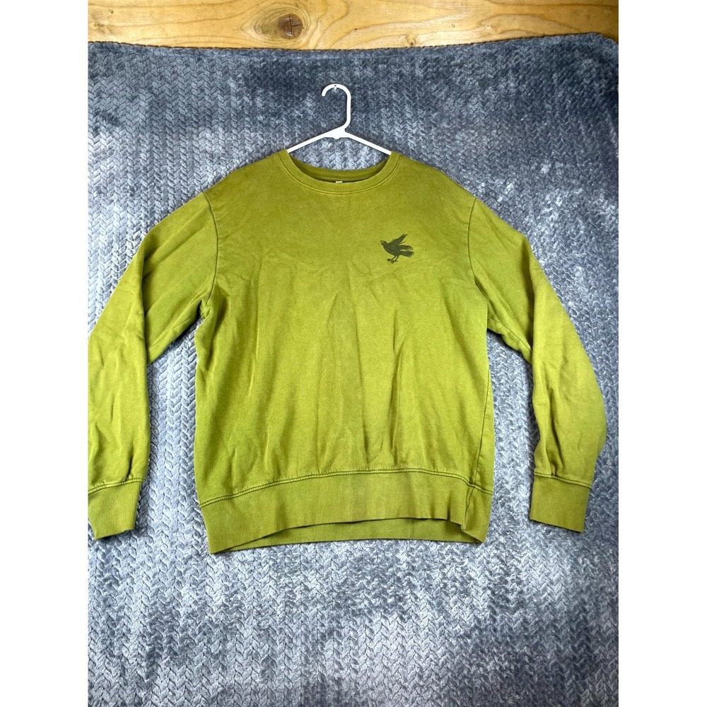 Russell Brand Sweatshirt Mens XL Green Bird Graphic Fleece Lined Long Sleeve